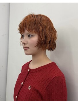 アルテヘアー(arte HAIR) 【arte HAIR】ボブパーマ/オレンジカラー/デザインカラー