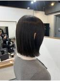 20代30代ミニボブ切りっぱなしボブ前髪あり小顔外はねボブ韓国風