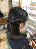 セット、ハーフアップ。