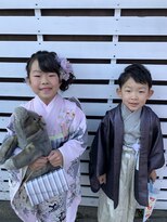ハナココ 水戸店(hana Coco)&nbsp;七五三 7歳 5歳 姉弟キッズヘア 着崩れしない着付け 水戸 大工町