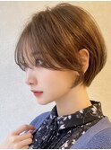 大人ショートボブ丸みショートカットマッシュショート前髪あり