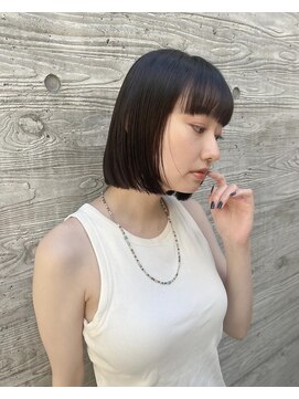 ロンドプランタン 恵比寿(Lond Printemps) 韓国風深みグレージュストレートミニボブ【中居】