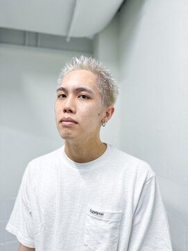 メリケンバーバーショップ フクオカ(MERICAN BARBERSHOP FUK) ハイライトマッシュパーマウルフアッシュブラック