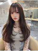 韓国ヘアーハッシュカットレイヤーカットグレージュブリーチ無し