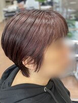 オリーブ 美容室&nbsp;ハンサムショートくびれカットチェリーレッド白髪染めカラー