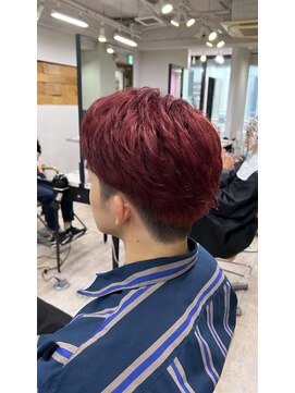 アジールヘア 所沢プロペ通り店(agir hair) メンズブリーチハイトーンショートワインレッド所沢