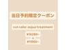《当日限定クーポン》cut+color+aujua treatment  ￥16280→￥11000～