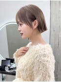 小顔大人ボブ暗めカラーミディアムデザインカラー