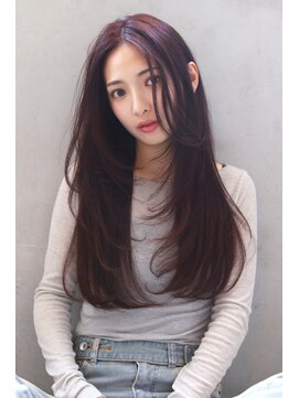 ロゼ 甲子園口(Rose) 【ROSE】レイヤーカット＿センターパート＿艶ピンクブラウン