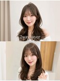 ミディアム　レイヤーカット　顔まわり　韓国ヘア