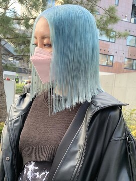 ベレーザ 渋谷(BELEZA) ba52ニュアンスカラーブルーグレージュ2wayバングワンカールボブ