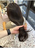 韓国ヘア/くびれヘア/艶感/透け感カラー/オリーブグレージュ