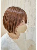 ショートボブ/ナチュラル/ピンクベージュハイライト