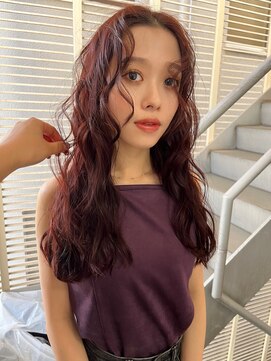 天神美容室 【KASUMI天神美容室】ハイトーン×海外レイヤー×レッドブラウン