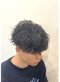 メンズ波巻きツイストスパイラルパーマ刈り上げマッシュスタイル