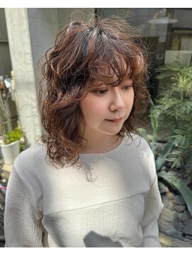 オムズ(OM's) ボブウルフ無造作パーマ前髪パーマレイヤーボブ顔まわりレイヤー