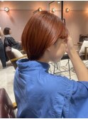 小川/ブリーチなしwカラーオレンジベージュショーカット小顔ヘア