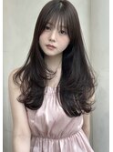 レイヤーカット/小顔前髪カット/ロングレイヤー/ブラウンカラー