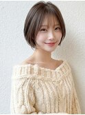 ミルクベージュハッシュカットひし形レイヤーボブ30代40代A25
