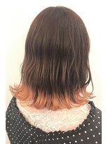 ヘアーアイスカルテット(HAIR ICI QUARTET)&nbsp;裾カラー　オレンジ　切りっぱなしボブ