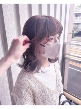 エイムヘアメイク 舟入店 ピンクブラウン×インナーベージュ