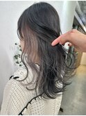 インナーカラーイヤリングカラーダブルカラーシルバーグレージュ