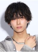 韓国ヘアカルマパーマワックスなしセンターパート黒髪ウルフモク