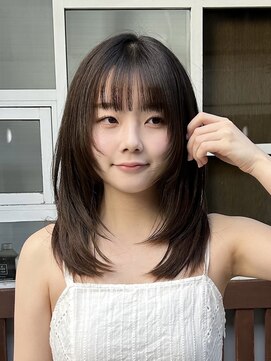 プレイスインザサン(PLACE IN THE SUN) 【村岡】透明感olive beige / layer cut