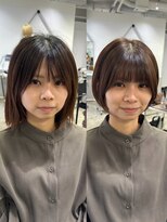 メモリーズ 表参道(Memories)&nbsp;30代40代50代耳かけショートボブ前髪あり丸みショート白髪ぼかし