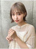 小顔外ハネボブダークアッシュ大人ガーリー似合わせカット