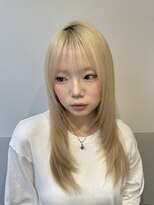 ヘアーメイク ロン(Ron)&nbsp;青木/小顔ハッシュレイヤー/ミルクティーブロンド/長野