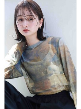 ムウ 難波(MOU) クールショートボブ前髪イメチェンピンクベージュ30代40代50代