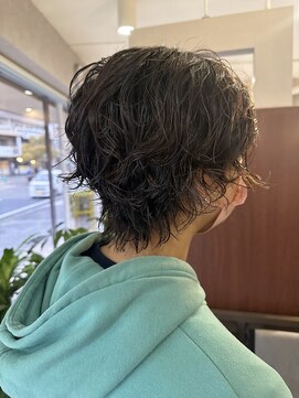 ブルー(blue) ショートパーマ