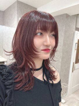 リアイス(Re:ICE) チェリーレッドフェイスレイヤーロングウルフ