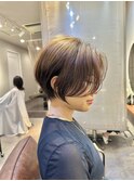 大人可愛い20代30代40代丸みショートボブ/ハンサムショート