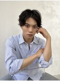 七三センターパートアップバング波巻きスパイラルパーマツイスパ