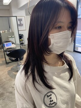 ニカ 溝の口(NICA) 顔まわりレイヤー×ボルドーカラー【NICA溝の口店】