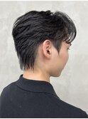 メンズセンターパートニュアンスパーマ毛流れ縮毛矯正刈り上げ