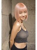 ペールピンク×ボブ