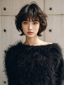 ベリーショートハンサムショートバレイヤージュハッシュカット