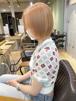 ムク 横浜店(muku)&nbsp;オレンジベージュ　ハイトーンボブ　ケアブリーチ