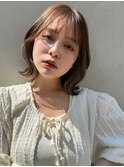ベージュイヤリングカラーくびれボブ【肥田亜沙美】