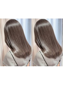 毛先までふわっと柔らか質感の縮毛矯正☆髪質やクセの強さに合わせダメージを極限まで抑える薬剤選定/横浜