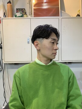 メリケンバーバーショップ フクオカ(MERICAN BARBERSHOP FUK) べリーショートダークアッシュニュアンスパーマ韓国マッシュ