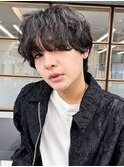 20代30代メンズスパイラルパーマワイルドオシャレ感アッシュ