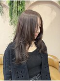 レイヤーロングハッシュカット髪質改善メテオカラーベージュ