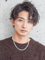 カットもパーマもイケメンパラダイス Men's天王寺 大人Men's艶感ゆるウェーブセンターパート