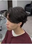 シャドウパーマ　センターパート