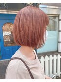 ピンクブラウン ナチュラルボブ