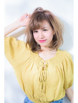 ミエルヘアーエスト 新宿店(mielhair est) ミルクティーベージュふんわりＢＯＢ